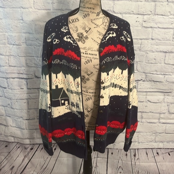 Northern Reflections Parkhurst Cardigan Sweater Vintage Winter Snow Cotton Blend - Picture 8 of 11
